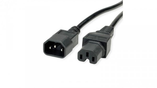 VALUE Kabel zasilający IEC320/C14 męski - C15 żeński, czarny, 0,5 m