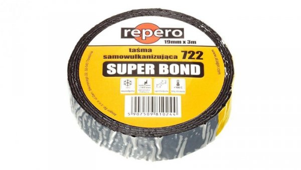 Taśma izolacyjna samowulkanizacyjna 19mm x 3m Repero SUPER BOND 722E czarna