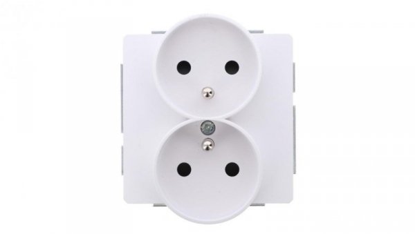 DECO Mechanizm gniazda podwójnego do ramki DECO Soft z uziemieniem 2x(2P+Z) (przesłony torów prądowych), biały mat 25DGPRSO-2zp