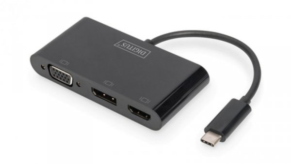Adapter graficzny HDMI/DP/VGA 4K 60Hz UHD/ FHD na USB 3.1-C z audio czarny DA-70859
