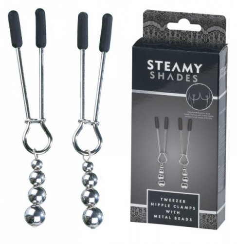 STEAMY SHADES Tweezer Nipple Clamps with Metal Beads