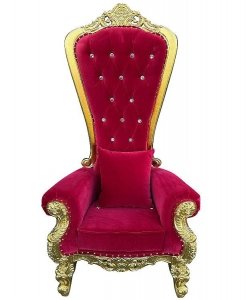 Tron Świętego Mikołaja – złote wykończenie, czerwony aksamit | Premium