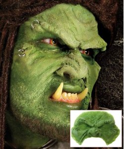 Efekty specjalne (FX) - Lateksowa maska klejona na twarz Ork zielony