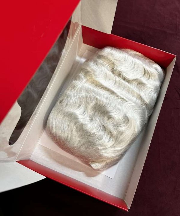 luksusowy zarost Świętego Mikołaja – peruka, broda, wąsy, brwi – zawartość pudełka