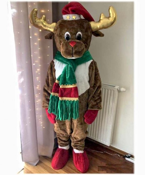 Strój przebranie kostium chodzącej maskotki Rudolf Renifer pomagający Świętemu Mikołajowi