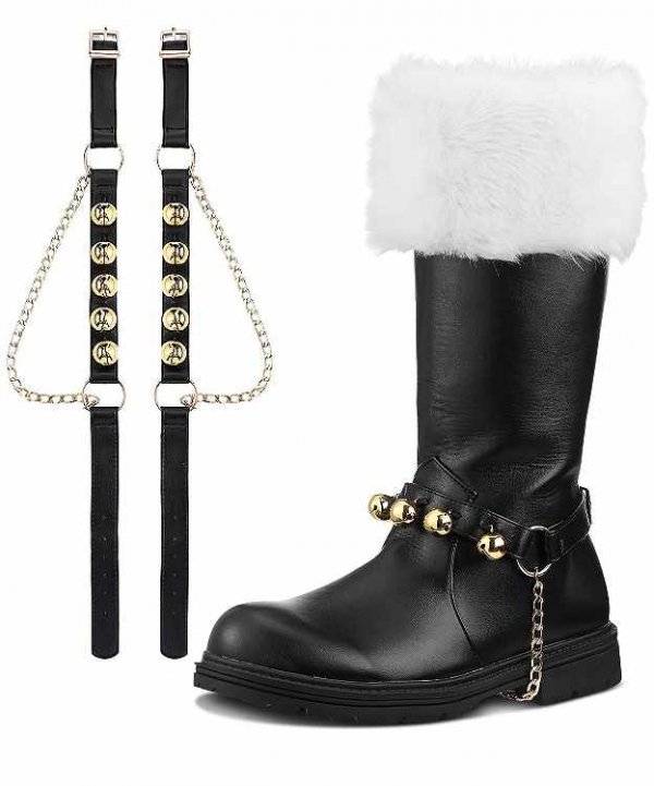 dzwonki do butów Świętego Mikołaja – zestaw 2 szt., paski z mosiężnymi dzwonkami