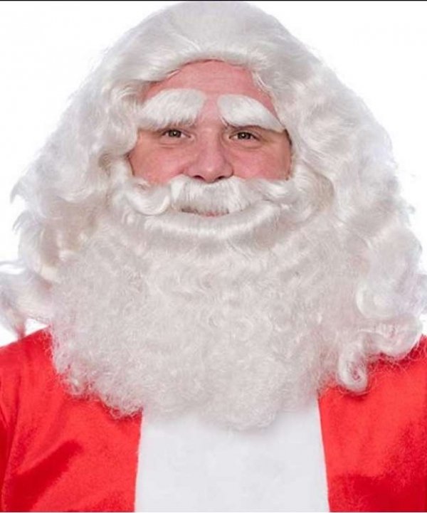 Kompletny zarost Świętego Mikołaja Old American – peruka, broda, wąsy, brwi (Kanekalon)