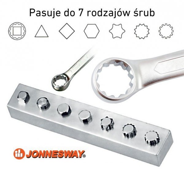 Jonnesway Klucz SUPER TECH 7w1 15mm 19/32&quot; płasko-oczkowy z grzechotką 72 zęby W86115