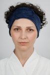 welurowa opaska kosmetyczna w kolorze granatowym