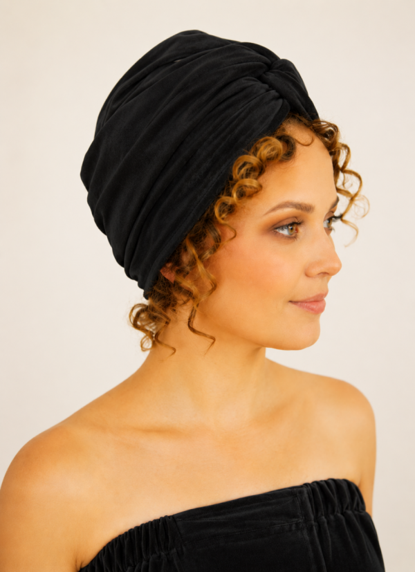 Turban welurowy czarny