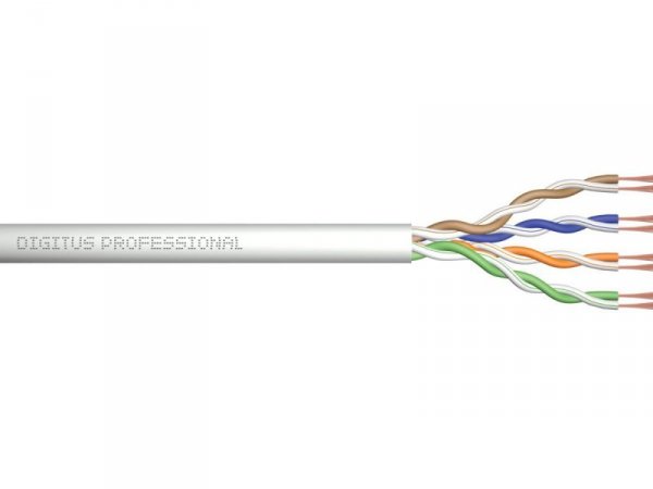 Digitus Kabel teleinformatyczny, instalacyjny, F/UTP kat.5e 4x2xAWG24/1, drut, miedziany, PVC, 100m, szary