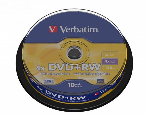 Verbatim DVD+RW 4x 4.7GB 10P CB             43488