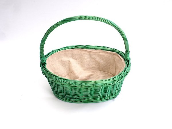 Kosz prezentowy obszyty płótnem Zielony 32cm - Sklep z wiklina - zdjęcie 1