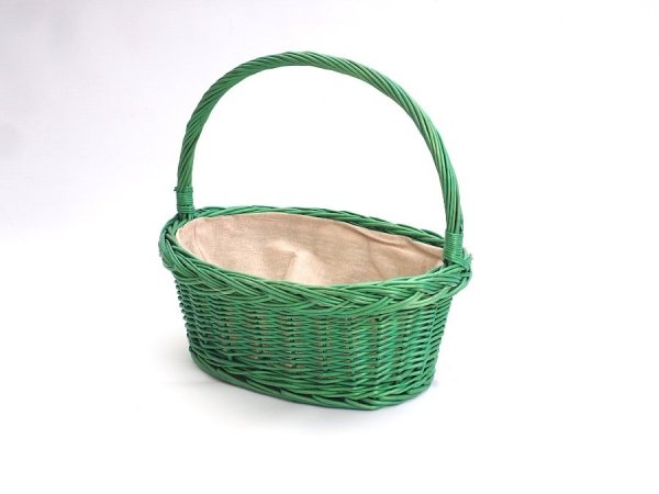 Kosz prezentowy obszyty płótnem Zielony 32cm - Sklep z wiklina - zdjęcie