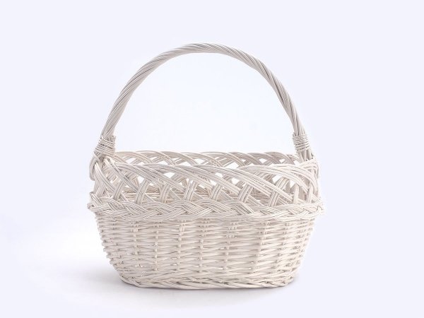 Kosz na zakupy Ażur z warkoczem Biały 34 cm - Sklep z wiklina - zdjęcie 3