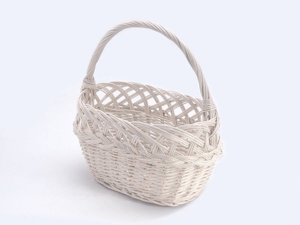 Kosz na zakupy Ażur z warkoczem Biały 34 cm - Sklep z wiklina - zdjęcie 2