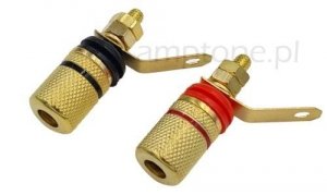 Banana jack isolated 4mm, Speaker terminal, small, Gold, (2pcs)