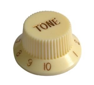 Knob guitar Strat style, aged white 'TONE'