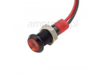 Kontrolka czarna LED mini - czerwona 8mm, 12V