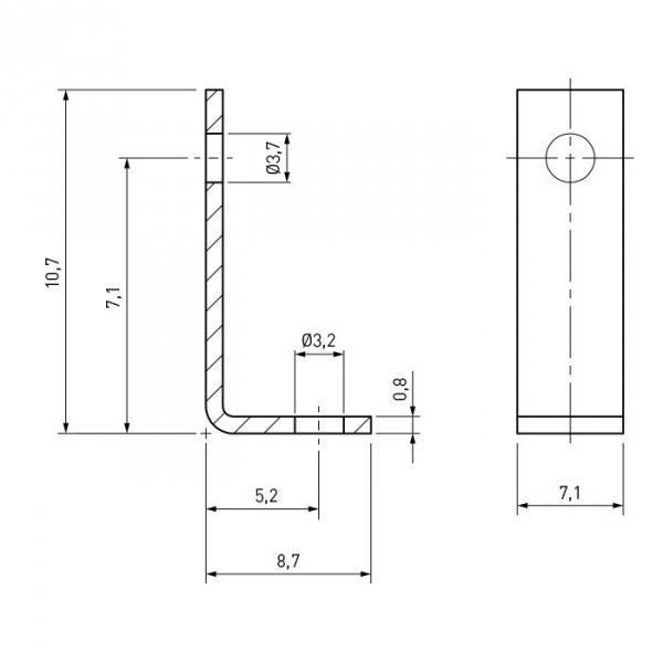 Angle Bracket 10x9 brass