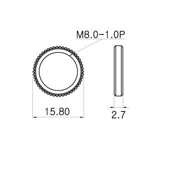 Nut gold M12 knurled