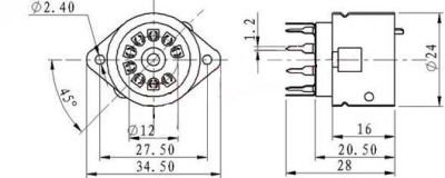 Socket noval 9 Pin PCB type7