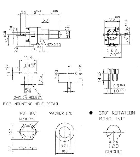 Alpha 9mm - 100k/B linear 'D' type