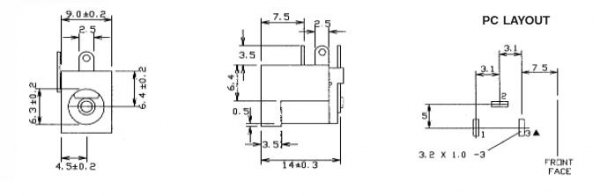 DC jack 2.1mm (PCB)