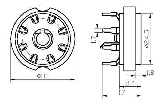 Socket 8pin loctal PCB
