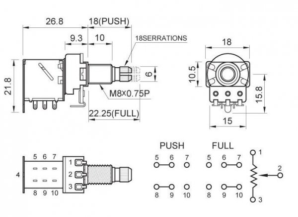 Partsland 250k/B linear push-pull