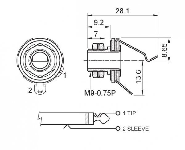 Jack 6,3mm mono MJ2 Partsland