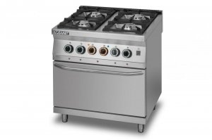 Kuchnia gazowa 4-palnikowa z piekarnikiem elektrycznym z termoobiegiem GN2/1 L900.KG4 PET Lozamet