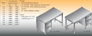 Stół roboczy z blokiem szuflad lo 134/s2 - 1800x600