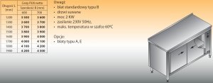Stół roboczy z ogrzewaną szafką lo 125 1700/600