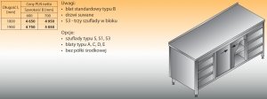 Stół roboczy z dwoma blokami szuflad i szafką lo 146/s3 - 1900x700