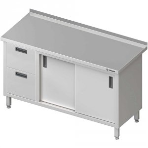 stół przyścienny z blokiem dwóch szuflad (L),drzwi suwane 1900x700x850 mm