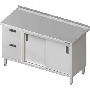stół przyścienny z blokiem dwóch szuflad (L),drzwi suwane 1700x700x850 mm