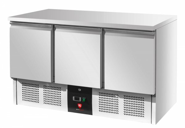 Stół chłodniczy 3-drzwiowy RQS903 S/S TOP | z rantem | 368 l | agregat dolny | 1367x700x960 mm