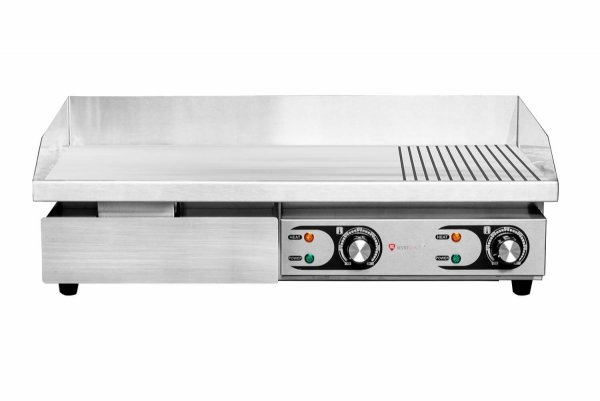 Płyta grillowa elektryczna | 2/3 gładka 1/3 ryflowana | nastawna | 2,2 + 2,2 kW | 730x470x250 mm | RQEG820-2