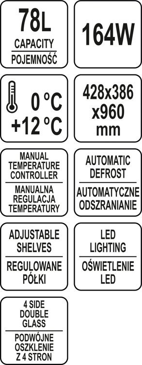 WITRYNA CHŁODNICZA 78L 42x38x96 CZARNA