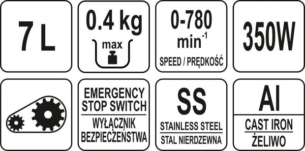 MIKSER PLANETARNY 7L, PŁYNNA REGULACJA PRĘDKOŚCI, 350W