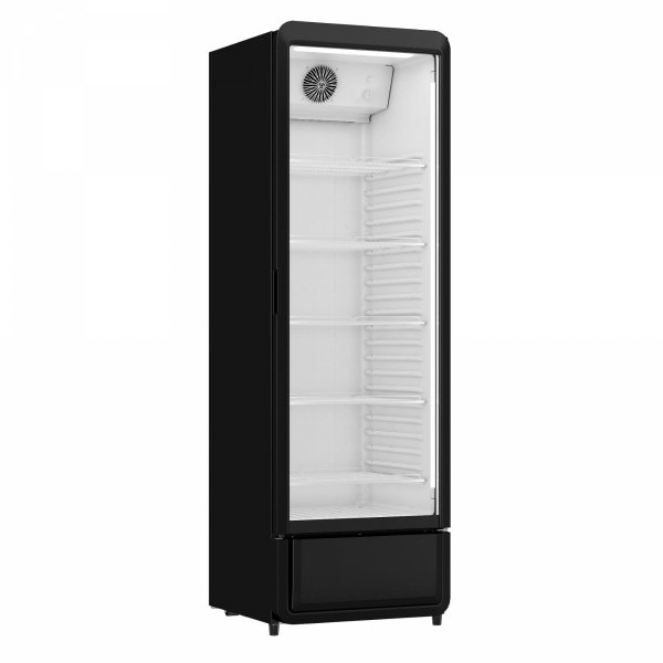 Szafa chłodnicza przeszklona DC380BD | czarna | zaokrąglone rogi | 343l