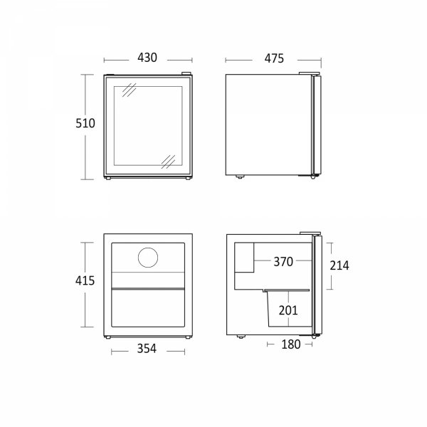 Szafa chłodnicza przeszklona DC48BB | czarna | LED | 48l