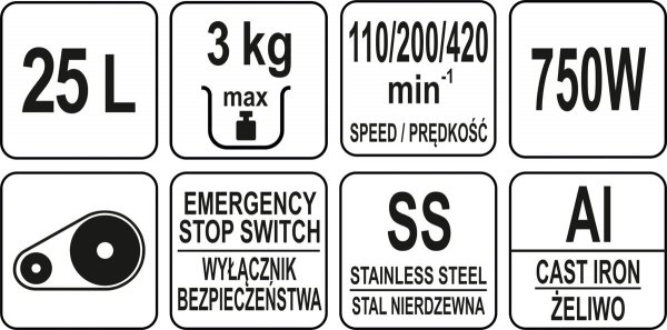 MIKSER PLANETARNY 25L, 3-PRĘDKOŚCI, 750 W