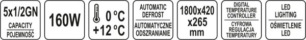 WITRYNA CHŁODNICZA 5x1/2 GN 180x42x29,5