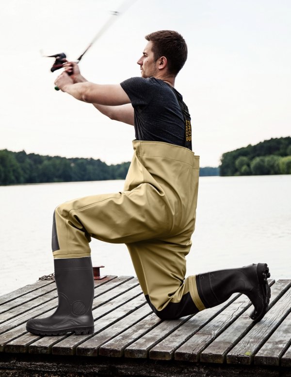 WATERPROOF FLUO CHEST WADERS MAX S5 (SAFETY BOOTS S5 AND KNEE REINFORCEMENT) SBM01 FLUO
