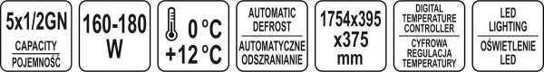 WITRYNA CHŁODNICZA 5x1/2 GN 175x39x37