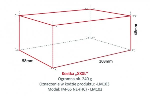 Kostkarka do lodu Hoshizaki IM-65NE-HC-LM103 | 39 kg/24h | chłodzona powietrzem | kostka prostopadłościan XXXL | 103x58x48 mm