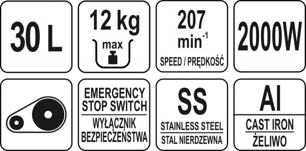 MIKSER SPIRALNY 30L, STAŁA PRĘDKOŚĆ, 1500W