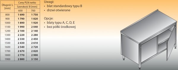 Stół roboczy z szafką lo 122 1700/700